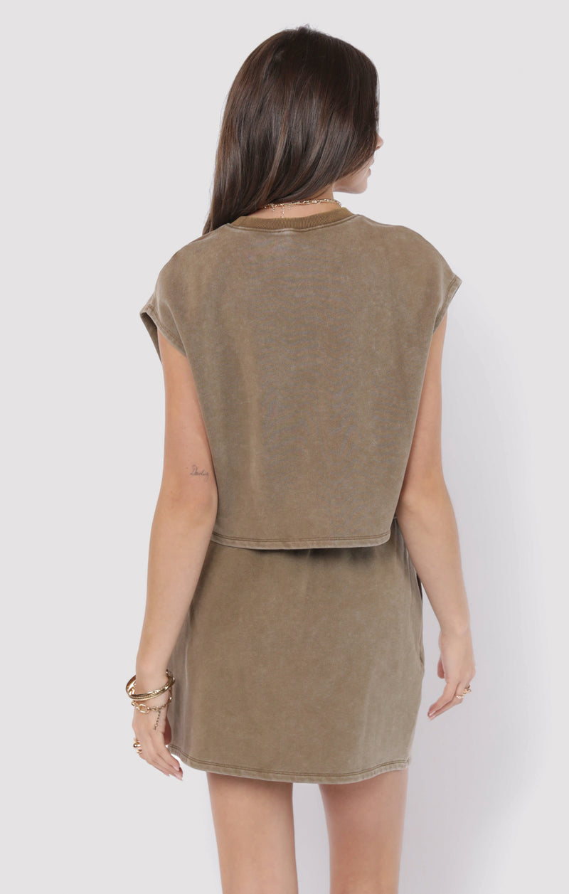 Little Games Terry Mini Skirt, Washed Taupe | Sadie & Sage