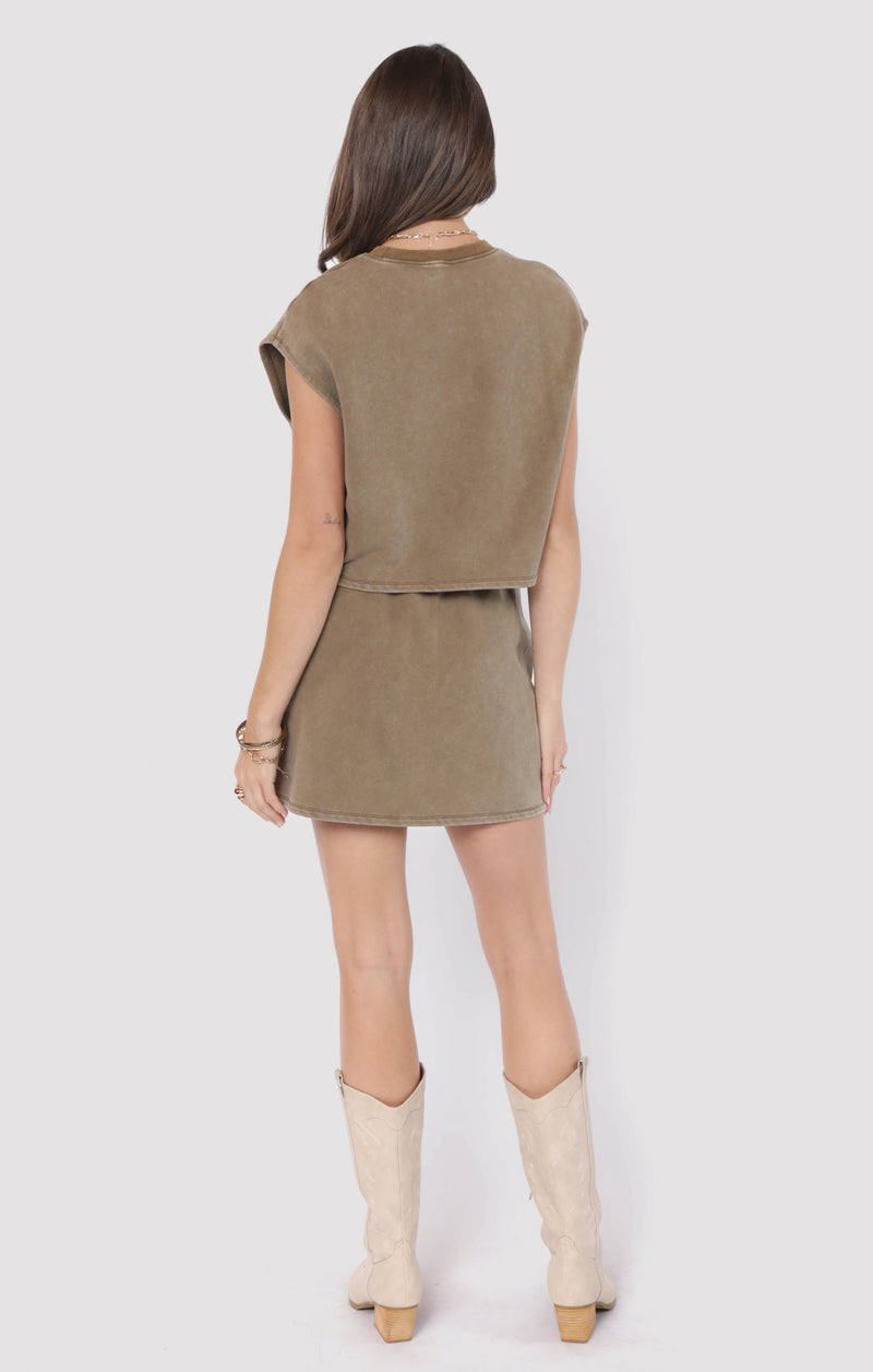 Little Games Terry Mini Skirt, Washed Taupe | Sadie & Sage
