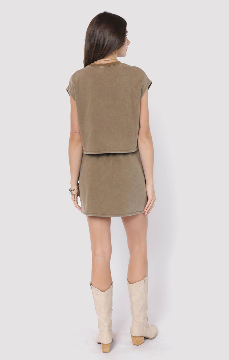 Little Games Terry Mini Skirt, Washed Taupe | Sadie & Sage