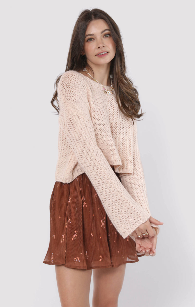 Last Dance Plisse Swing Mini Skirt, Brown Multi | Sadie & Sage