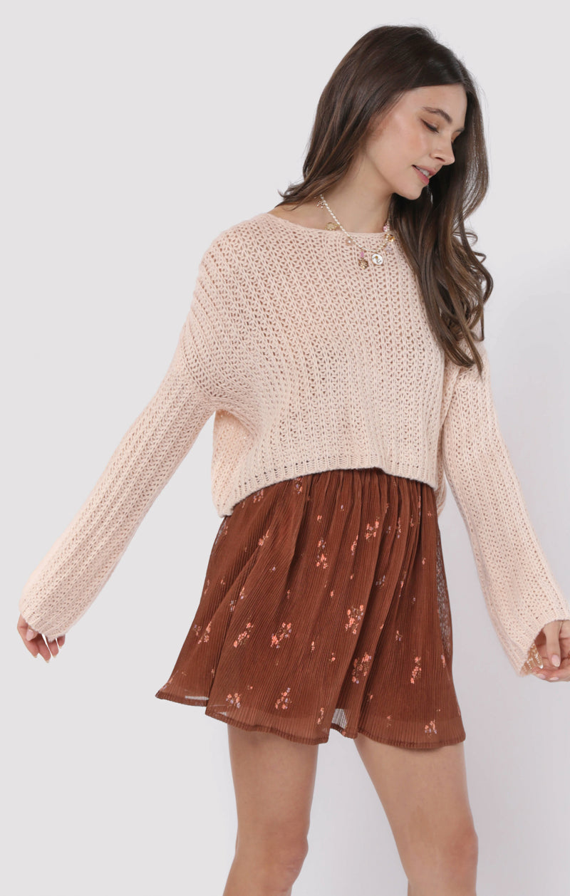 Last Dance Plisse Swing Mini Skirt, Brown Multi | Sadie & Sage