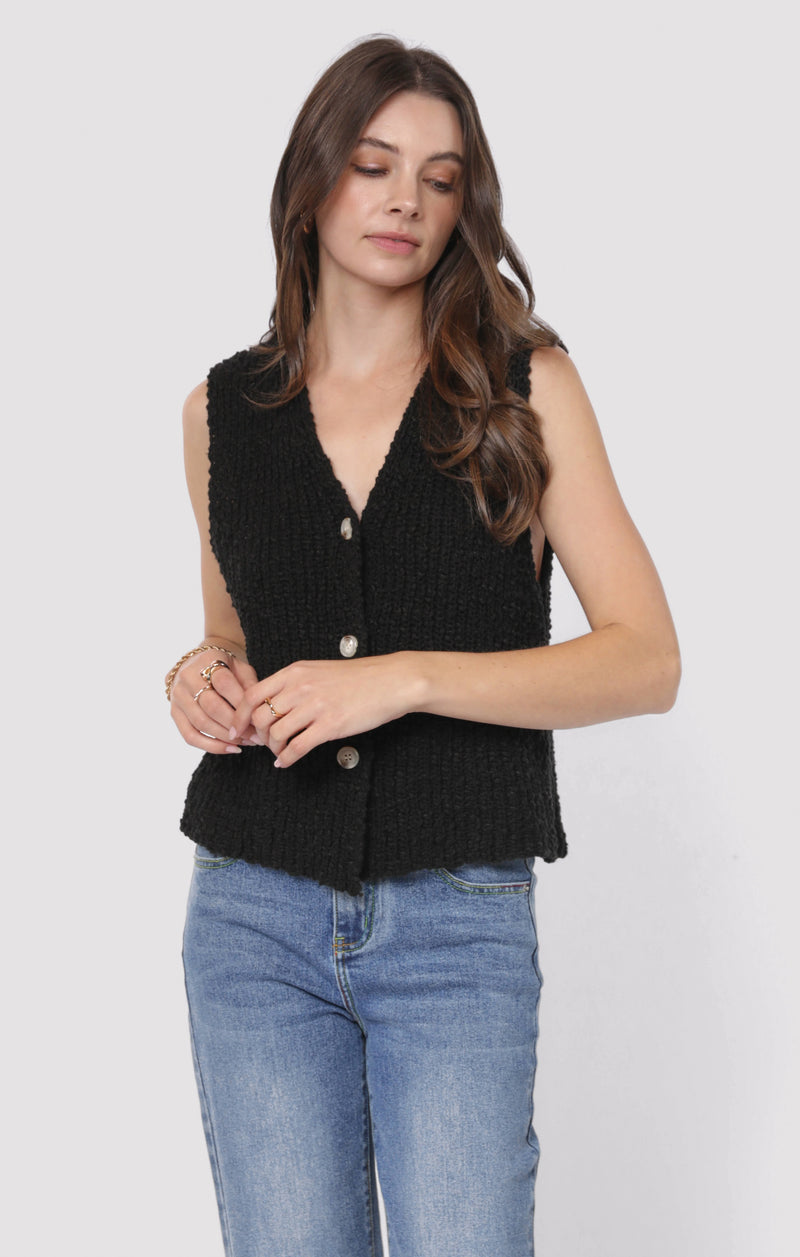 Arlo Cardi Vest, Black | Sadie & Sage
