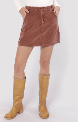Get Like This Corduroy Mini Skirt, Washed Brown | Sadie & Sage