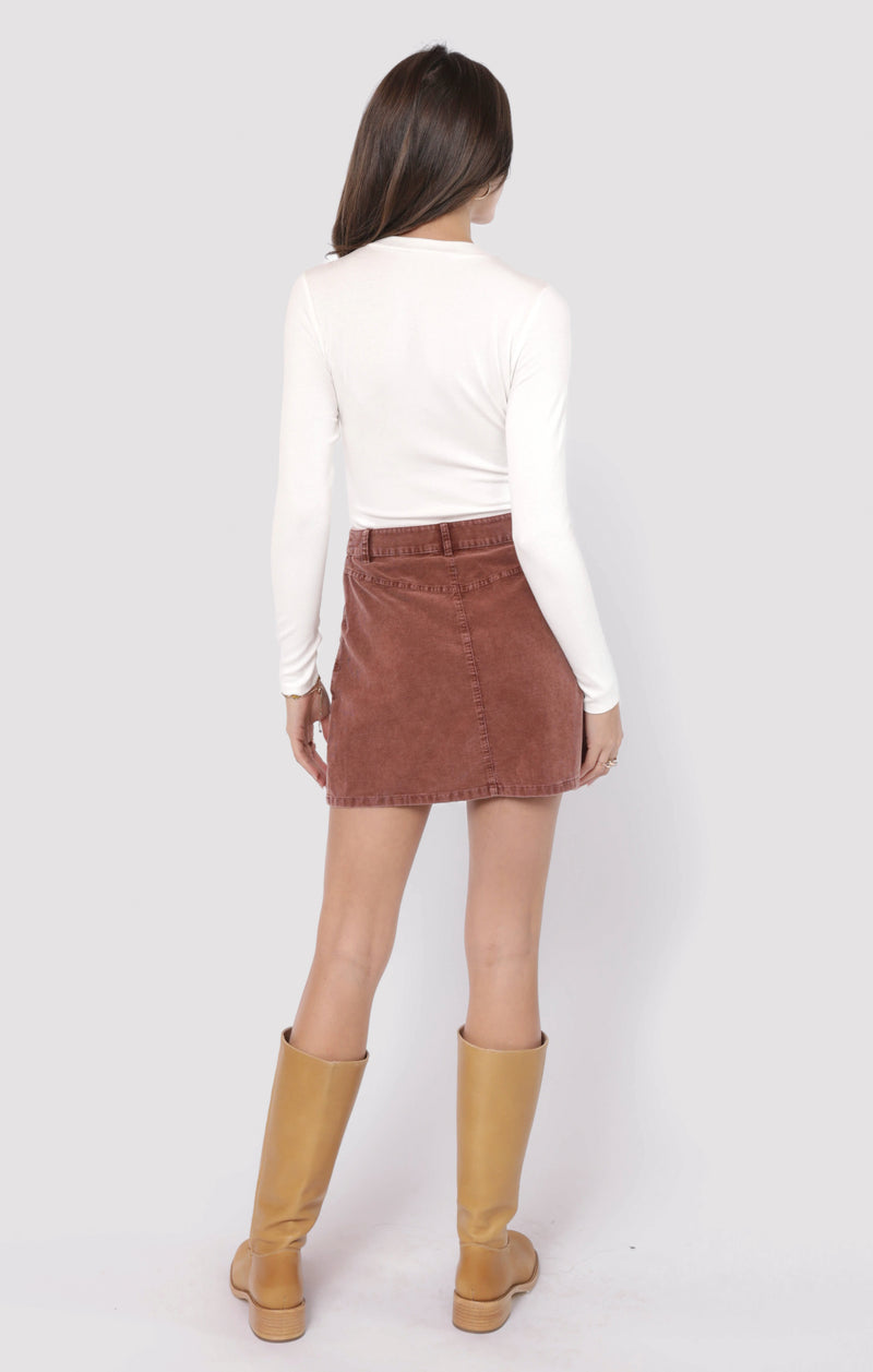Get Like This Corduroy Mini Skirt, Washed Brown | Sadie & Sage