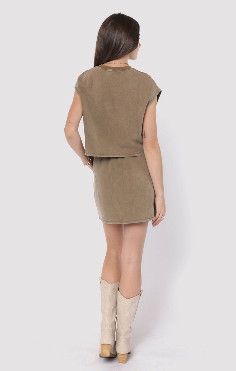 Little Games Terry Mini Skirt, Washed Taupe | Sadie & Sage