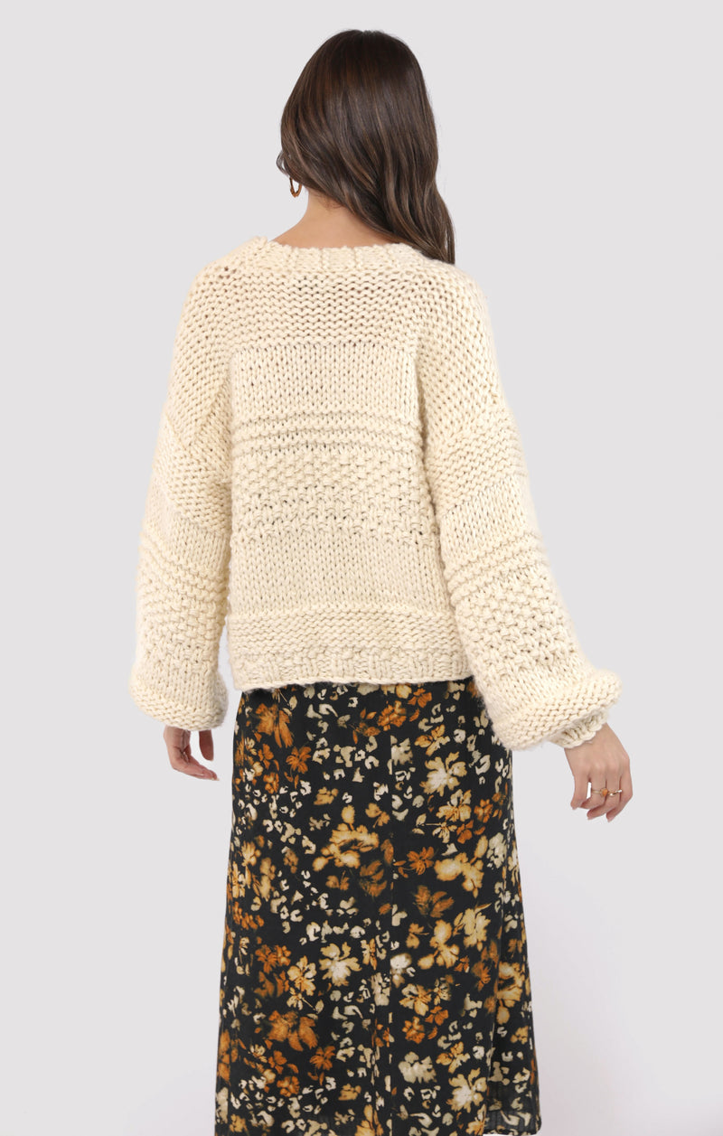 Iggy Chunky Tie Front Cardigan, Ivory | Sadie & Sage