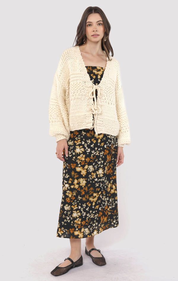 Iggy Chunky Tie Front Cardigan, Ivory | Sadie & Sage