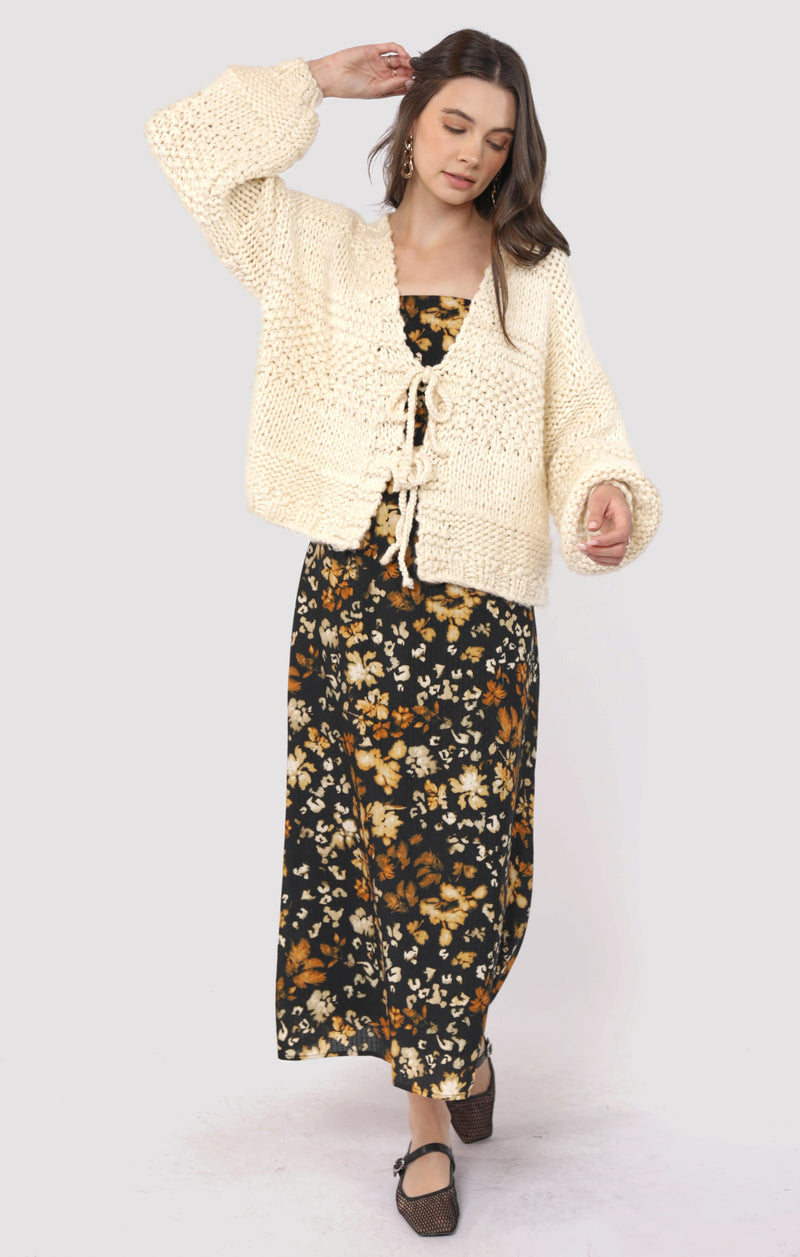 Iggy Chunky Tie Front Cardigan, Ivory | Sadie & Sage