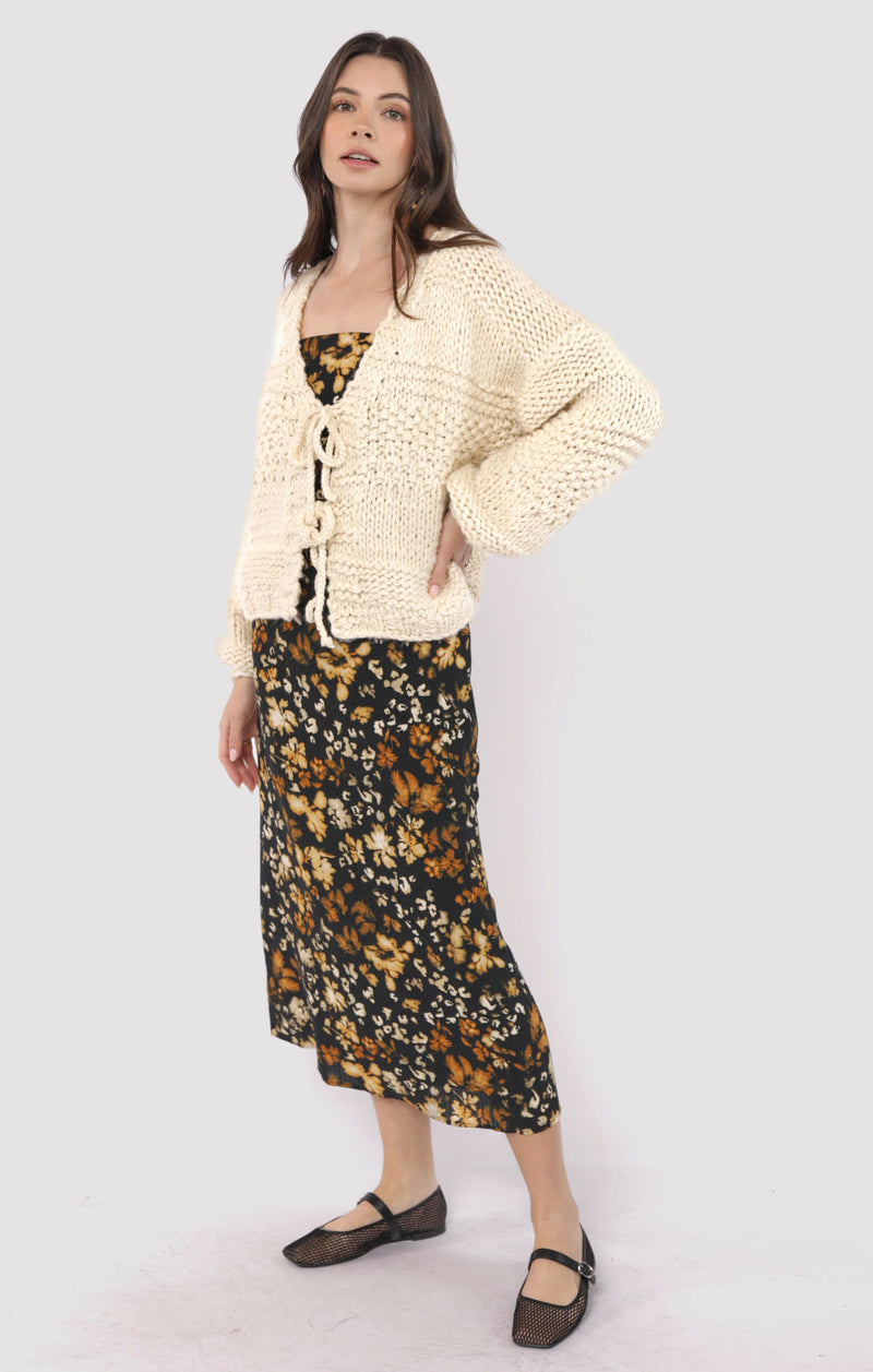 Iggy Chunky Tie Front Cardigan, Ivory | Sadie & Sage