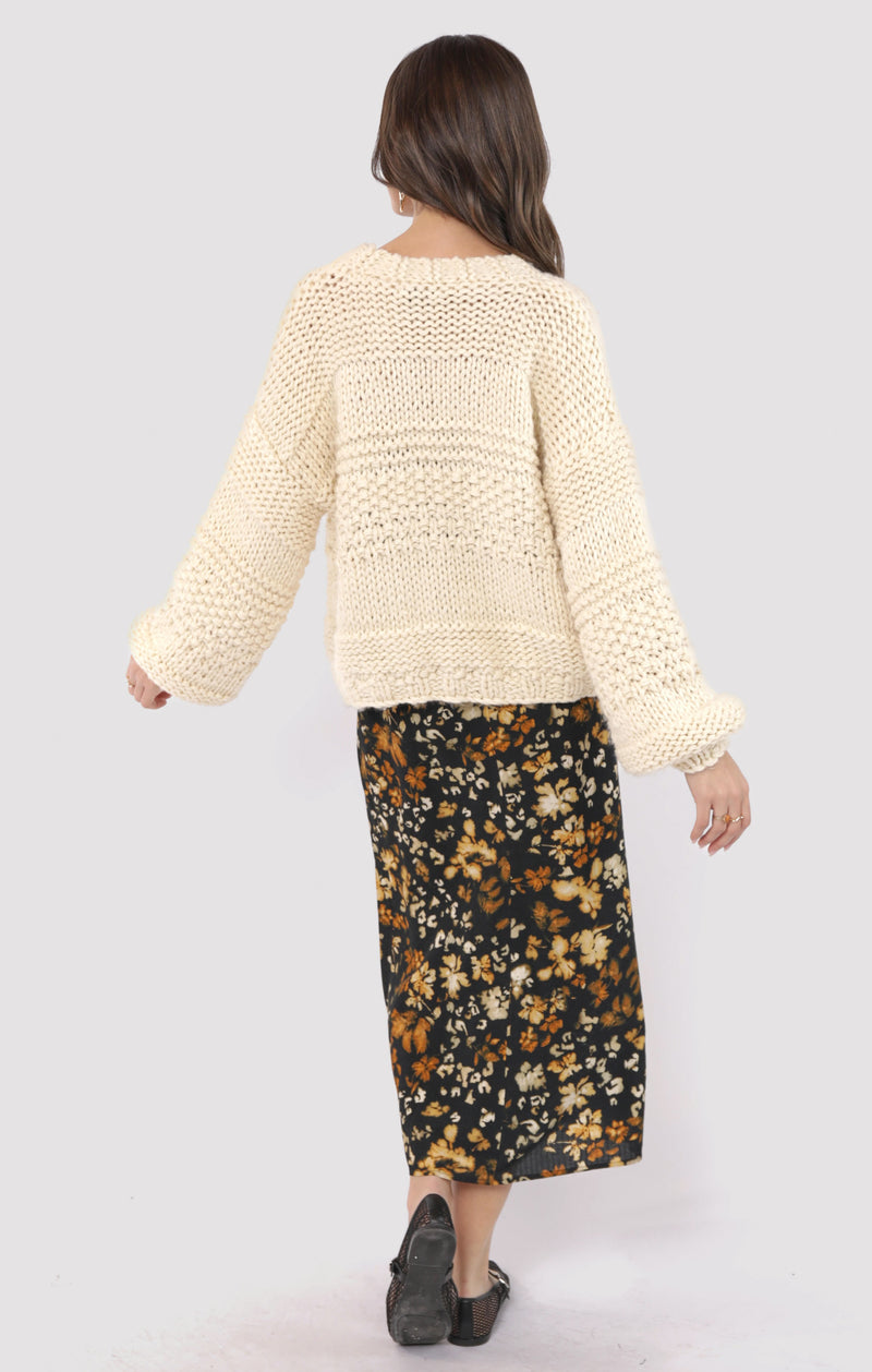 Iggy Chunky Tie Front Cardigan, Ivory | Sadie & Sage