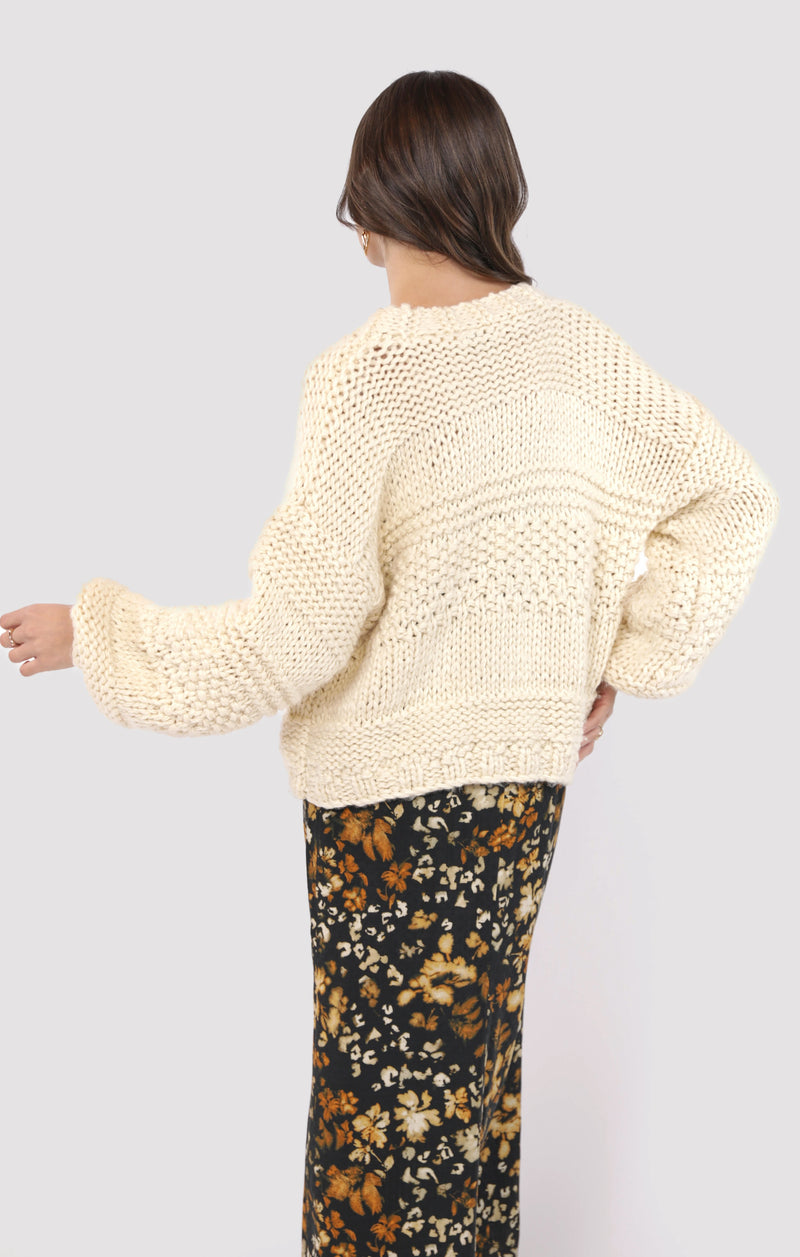 Iggy Chunky Tie Front Cardigan, Ivory | Sadie & Sage