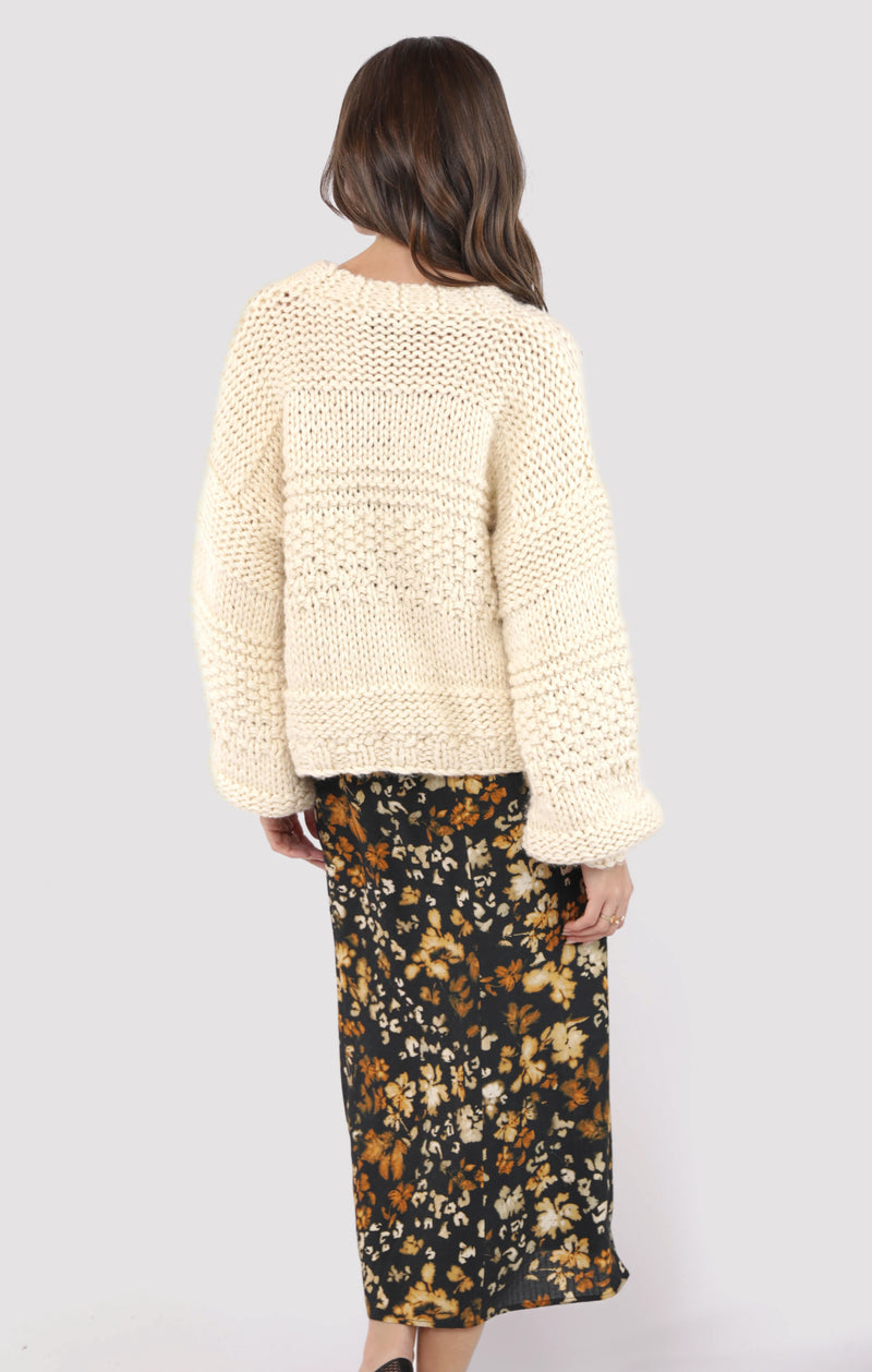 Iggy Chunky Tie Front Cardigan, Ivory | Sadie & Sage
