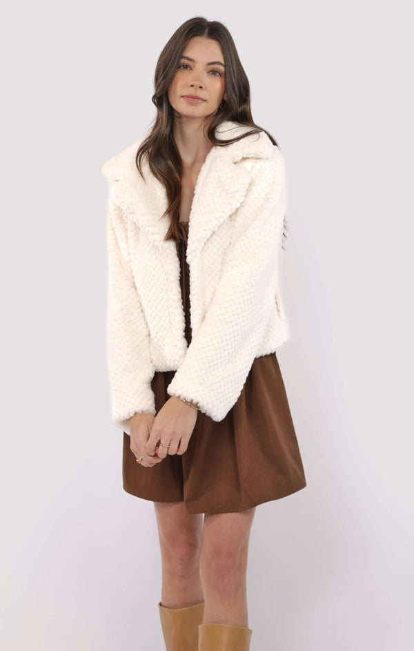 So So Soft Faux Fur Coat, Ivory | Sadie & Sage