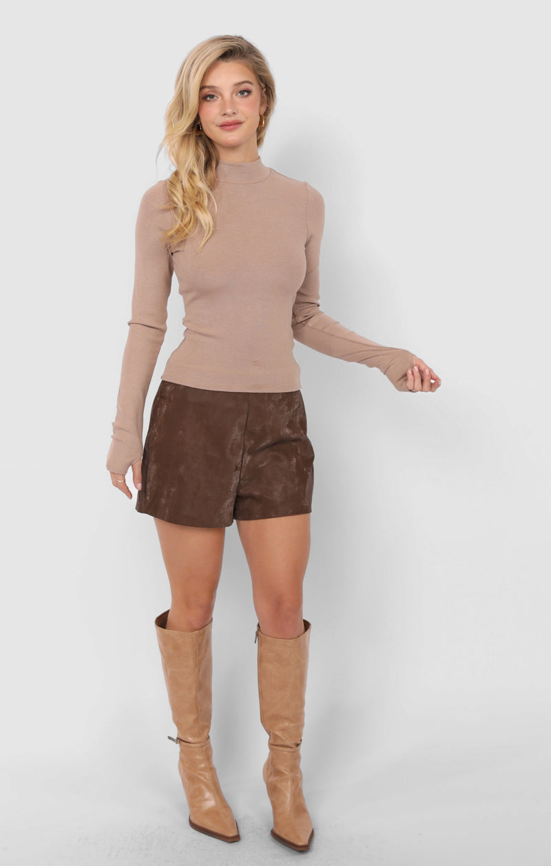 Ronan Mock Neck Top, Oak | Sadie & Sage