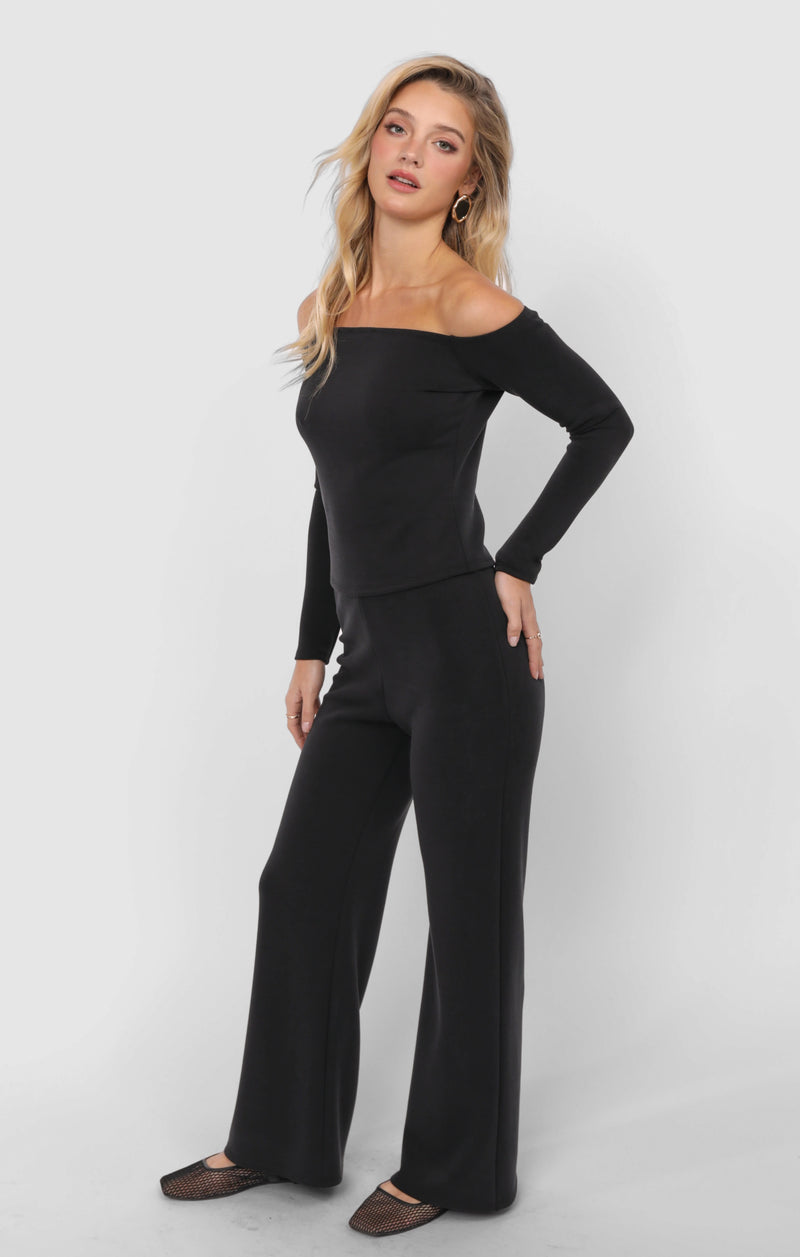 Hustle Off Shoulder Knit Top, Black | Sadie & Sage