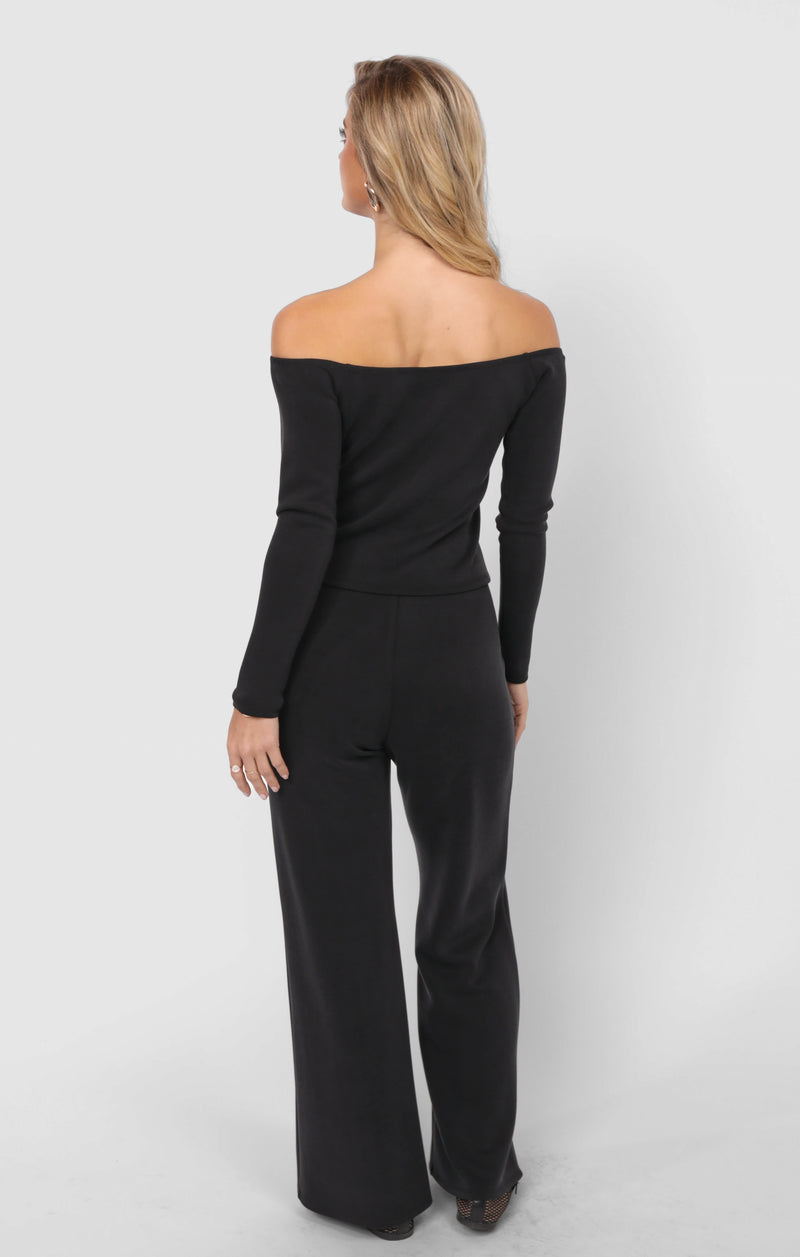Hustle Off Shoulder Knit Top, Black | Sadie & Sage