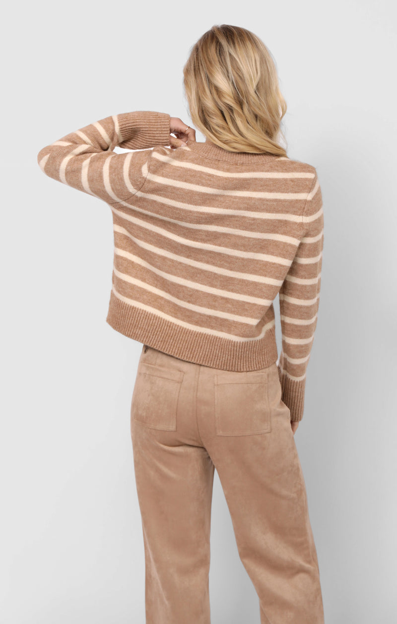 Sheri Striped Sweater, Taupe Cream | Sadie & Sage