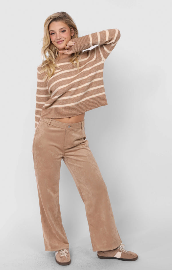Sheri Striped Sweater, Taupe Cream | Sadie & Sage