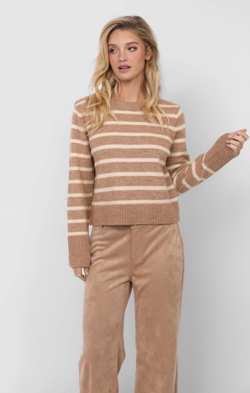 Sheri Striped Sweater, Taupe Cream | Sadie & Sage