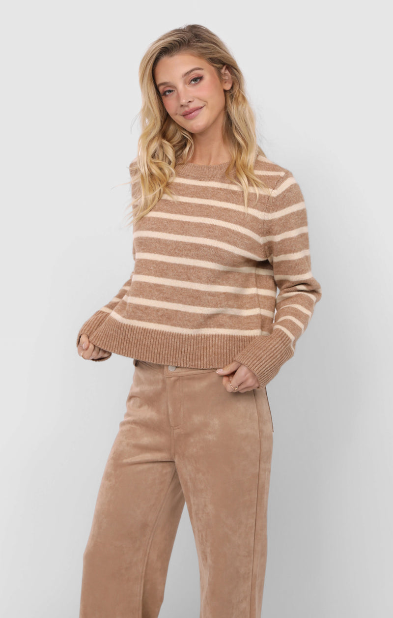 Sheri Striped Sweater, Taupe Cream | Sadie & Sage