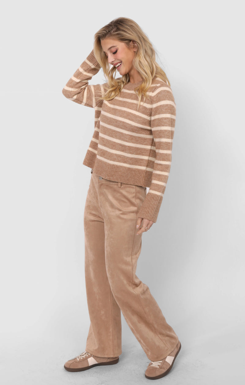 Sheri Striped Sweater, Taupe Cream | Sadie & Sage