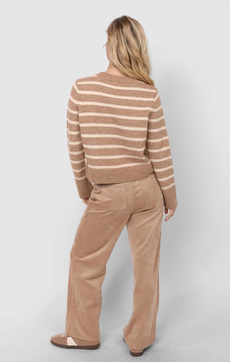 Sheri Striped Sweater, Taupe Cream | Sadie & Sage