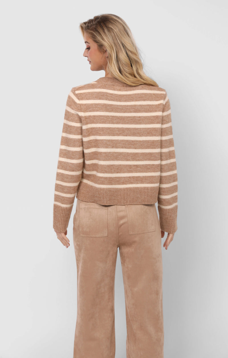 Sheri Striped Sweater, Taupe Cream | Sadie & Sage
