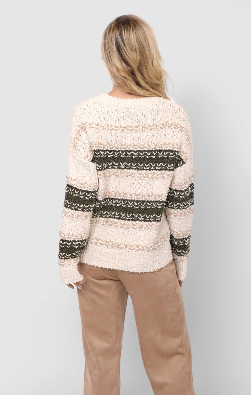 Loosen Up Striped Sweater, Olive Multi | Sadie & Sage
