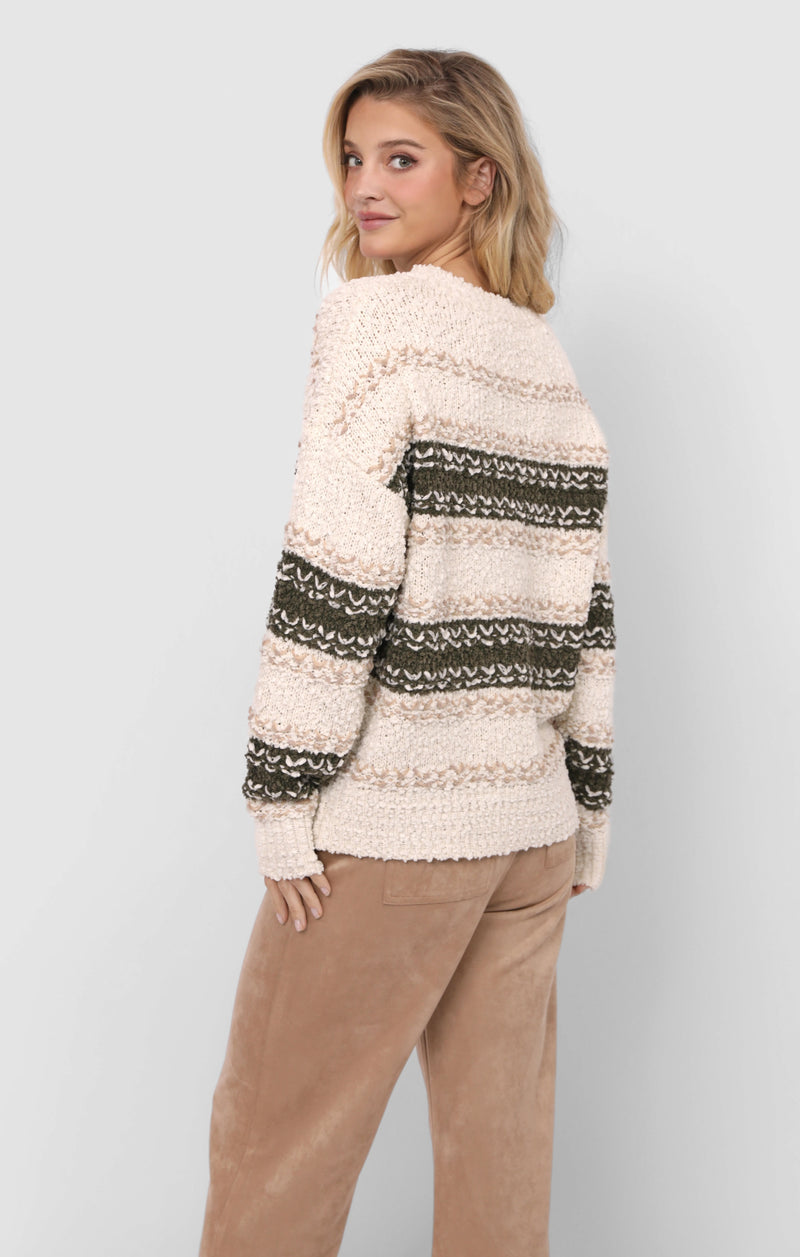 Loosen Up Striped Sweater, Olive Multi | Sadie & Sage