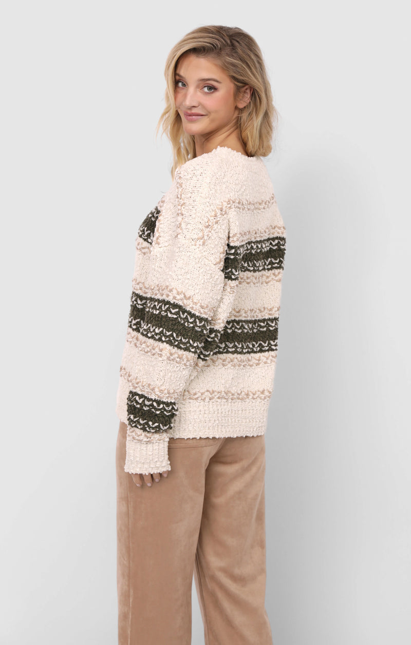 Loosen Up Striped Sweater, Olive Multi | Sadie & Sage
