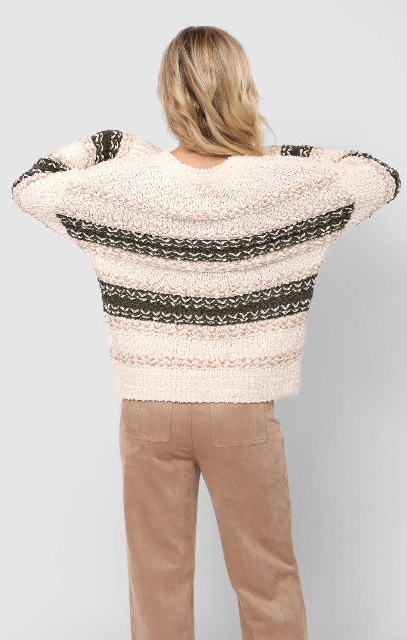 Loosen Up Striped Sweater, Olive Multi | Sadie & Sage