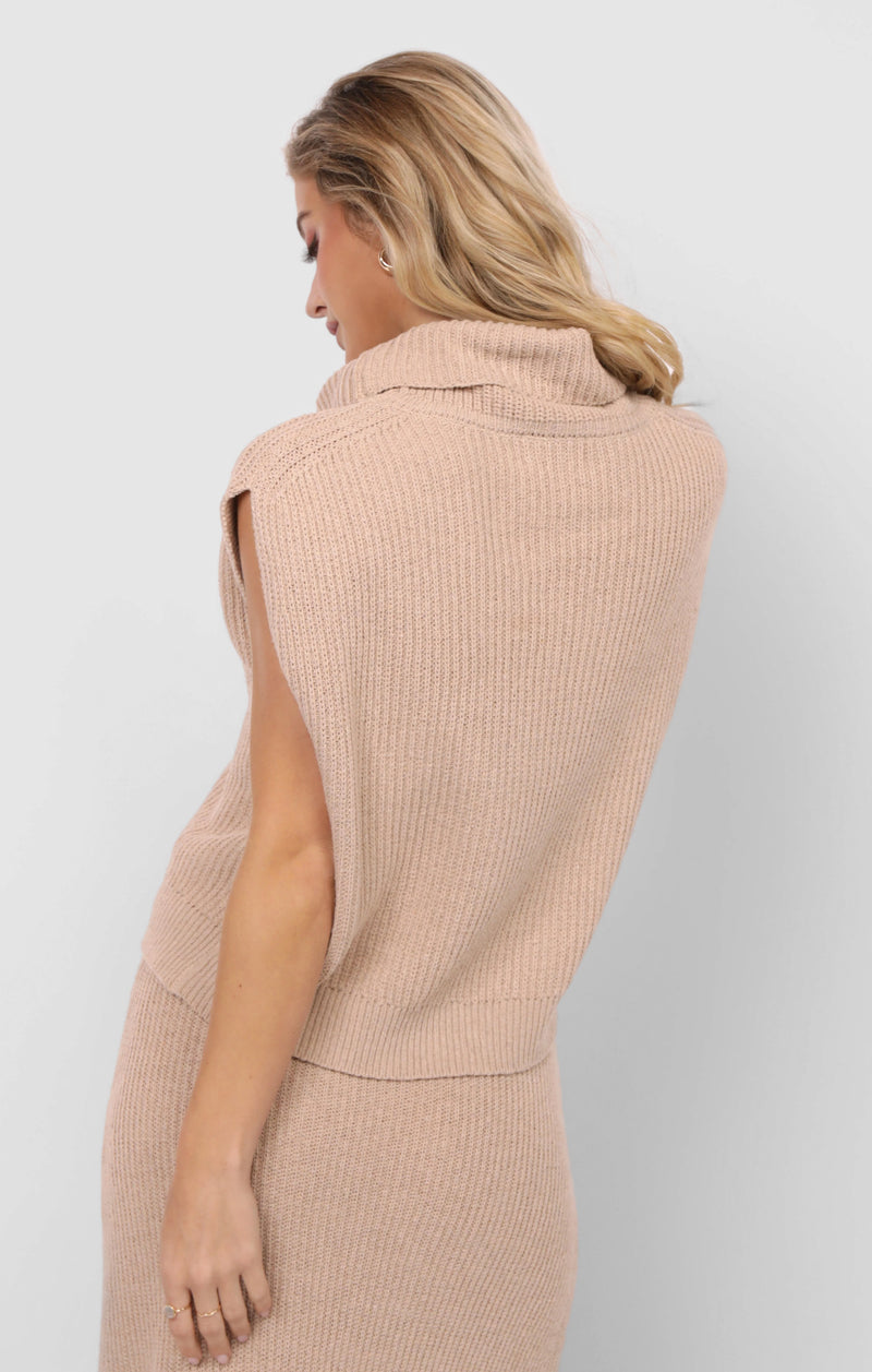 Crosby Ribbed Turtleneck Vest, Cream | Sadie & Sage