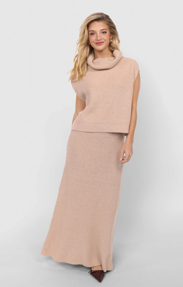 Crosby Ribbed Turtleneck Vest, Cream | Sadie & Sage