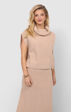 Crosby Ribbed Turtleneck Vest, Cream | Sadie & Sage