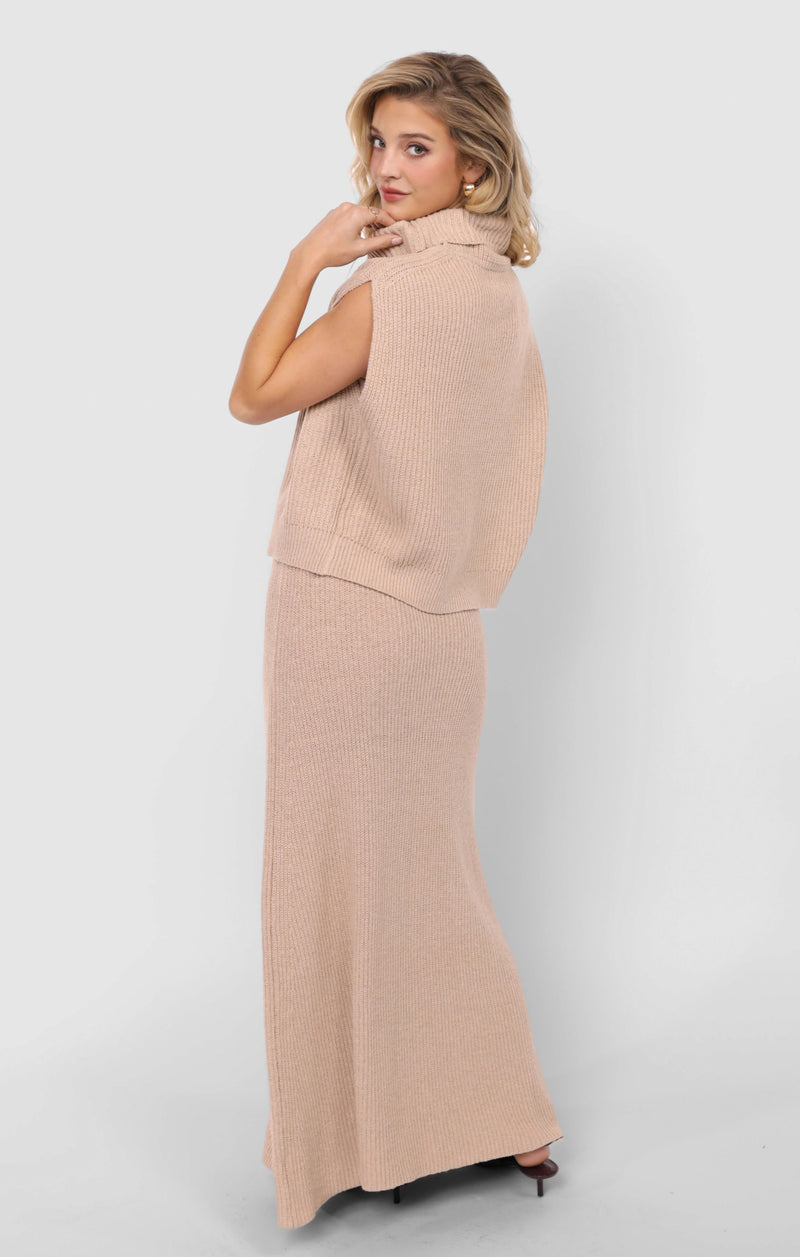 Crosby Ribbed Turtleneck Vest, Cream | Sadie & Sage