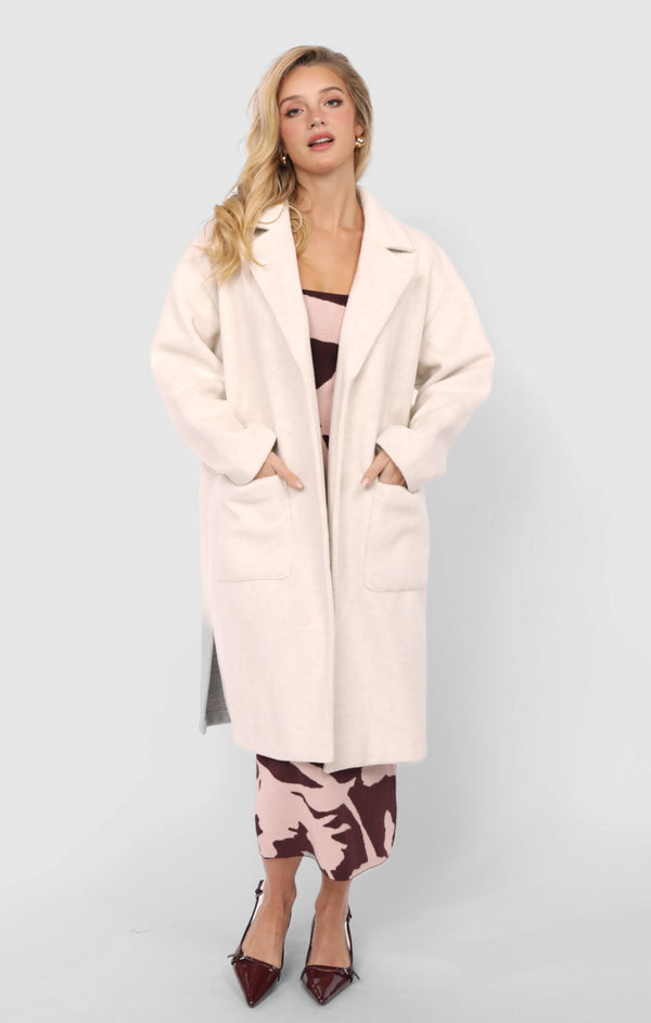 Out Of Town Open Front Coat, Ivory | Sadie & Sage