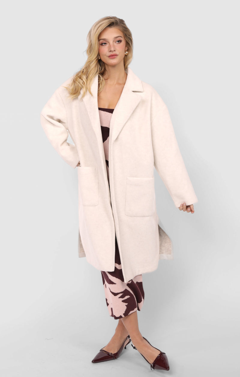 Out Of Town Open Front Coat, Ivory | Sadie & Sage
