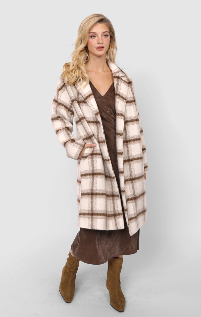 Emily Long Open Front Coat, Ivory Multi | Sadie & Sage