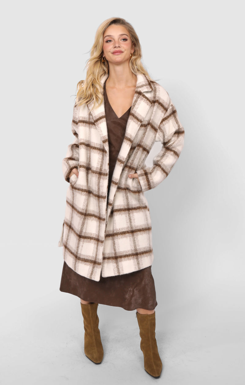 Emily Long Open Front Coat, Ivory Multi | Sadie & Sage