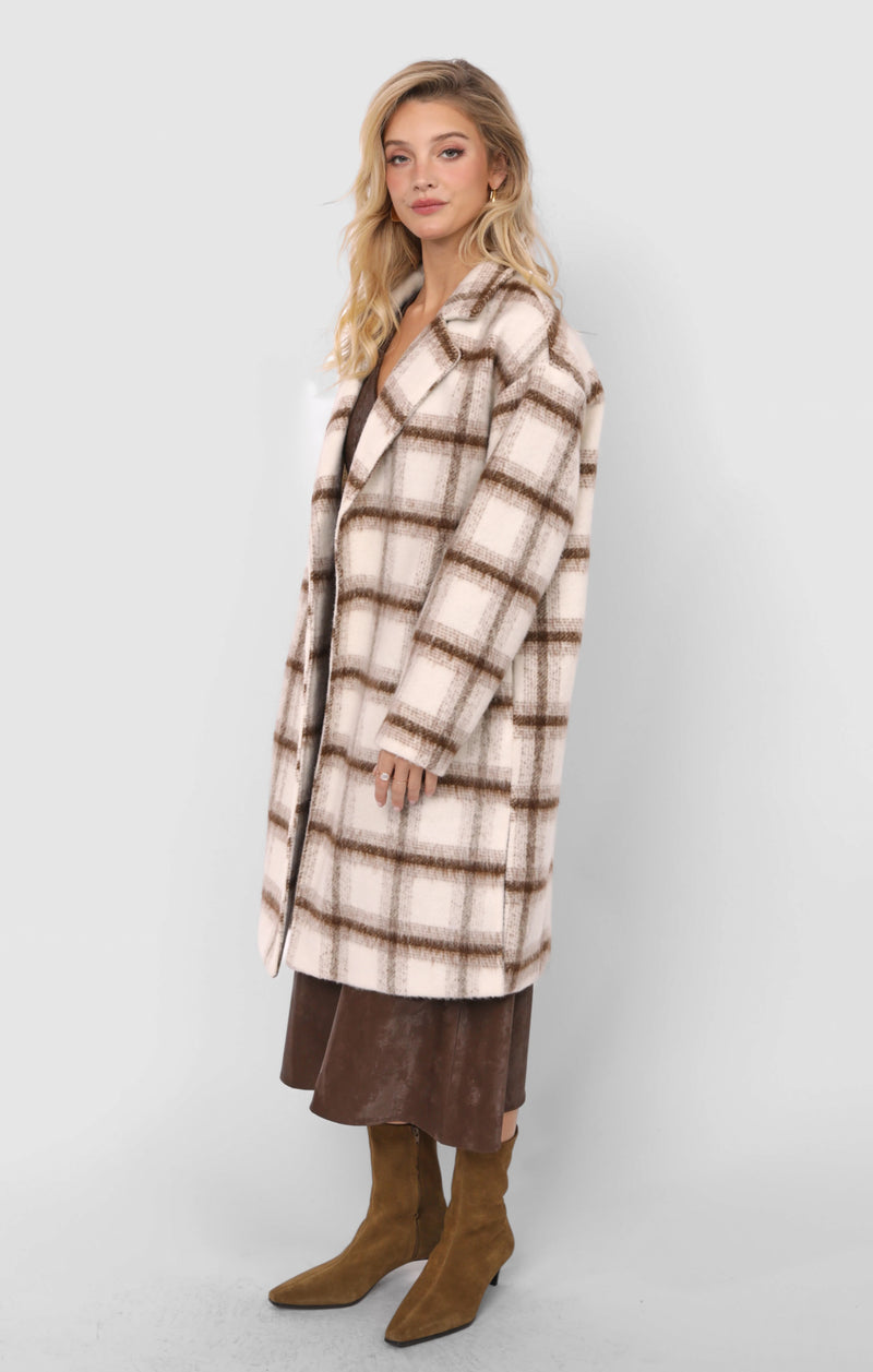 Emily Long Open Front Coat, Ivory Multi | Sadie & Sage
