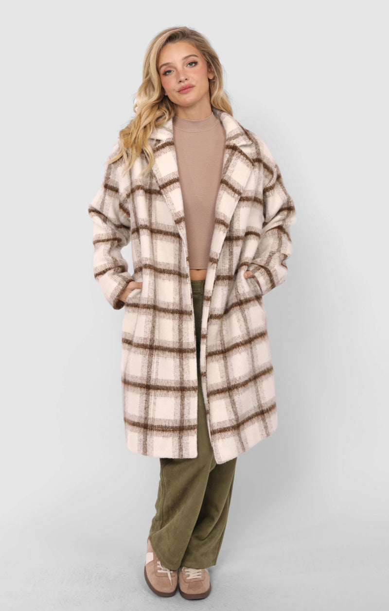 Emily Long Open Front Coat, Ivory Multi | Sadie & Sage