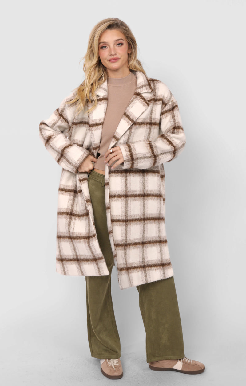 Emily Long Open Front Coat, Ivory Multi | Sadie & Sage
