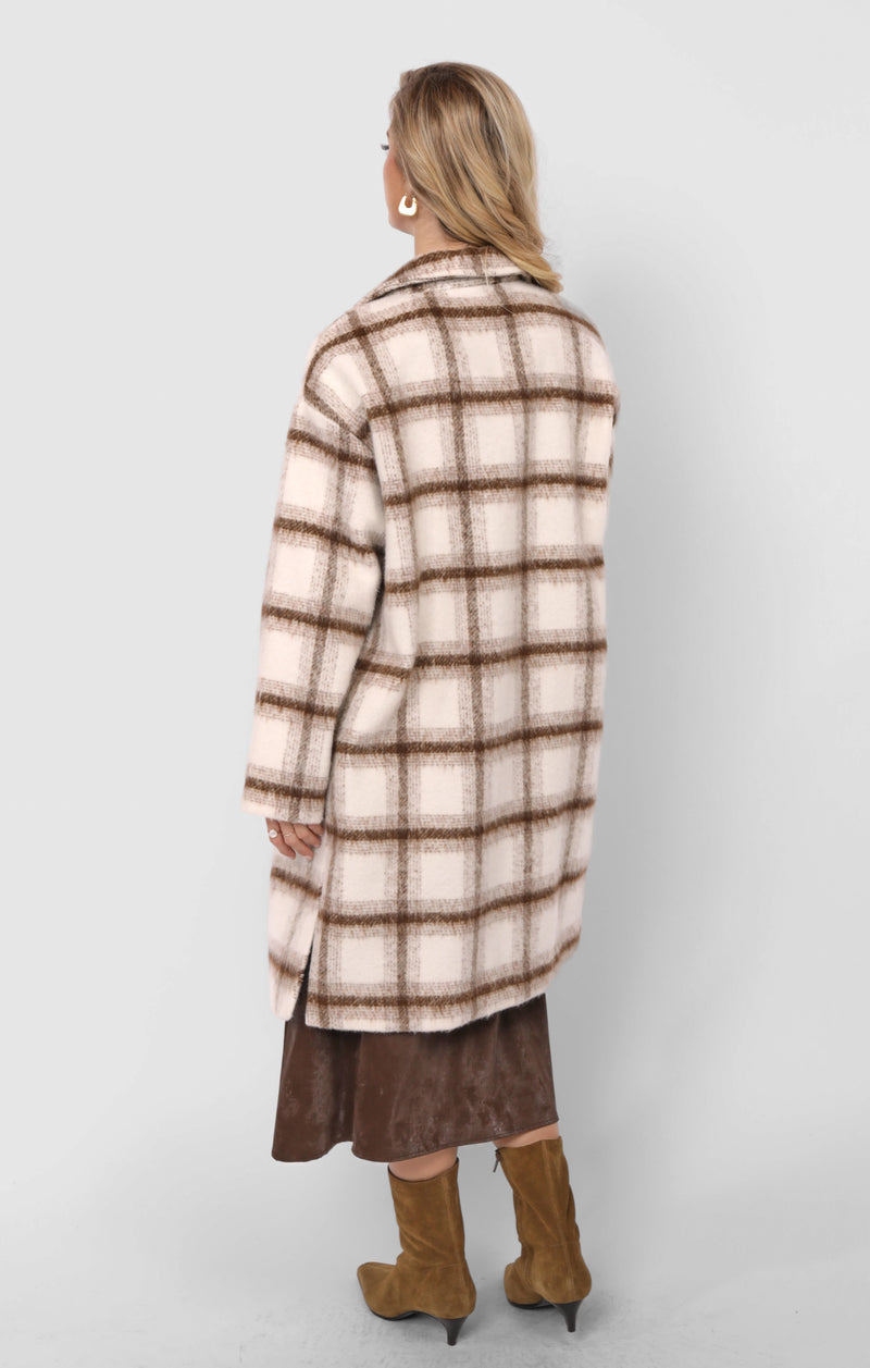 Emily Long Open Front Coat, Ivory Multi | Sadie & Sage