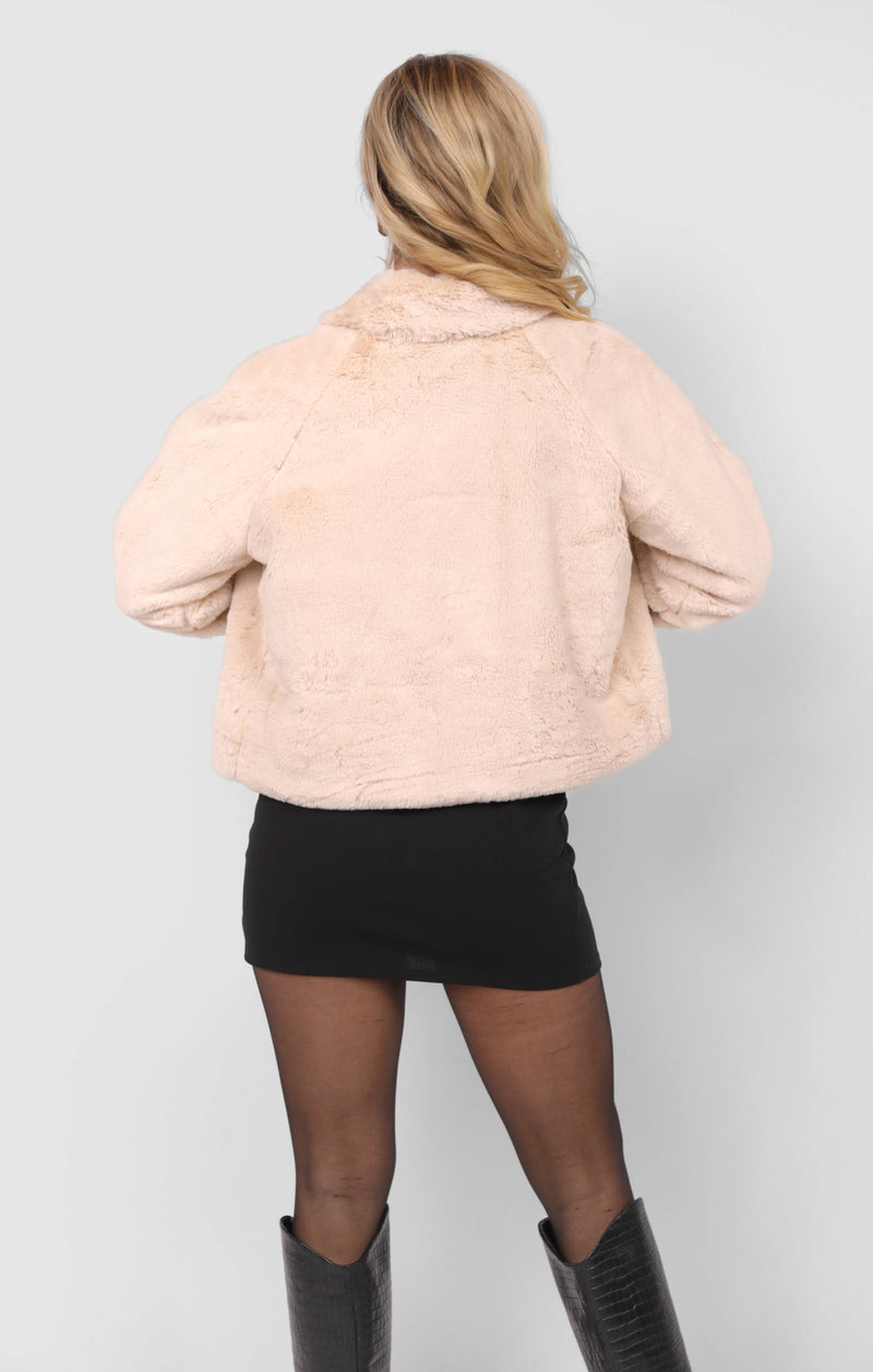 Libby Faux Fur Zip Up Jacket, Cream | Sadie & Sage