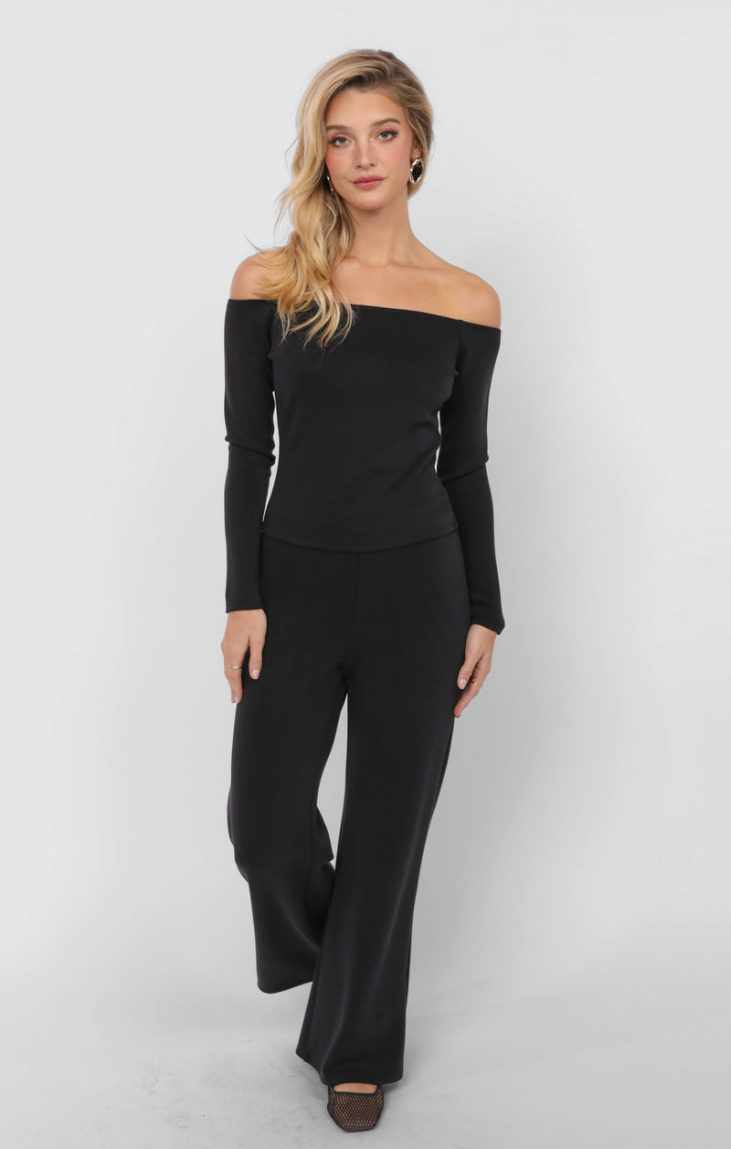 Hustle Knit Wide Leg Pants, Black | Sadie & Sage