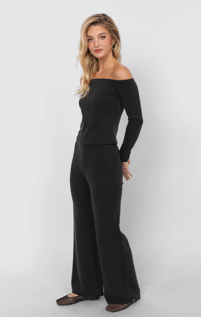 Hustle Knit Wide Leg Pants, Black | Sadie & Sage