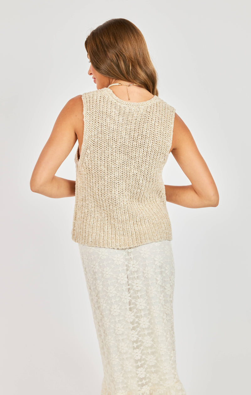 Ashtin Cardi Vest, Taupe Ivory | Sadie & Sage – North & Main