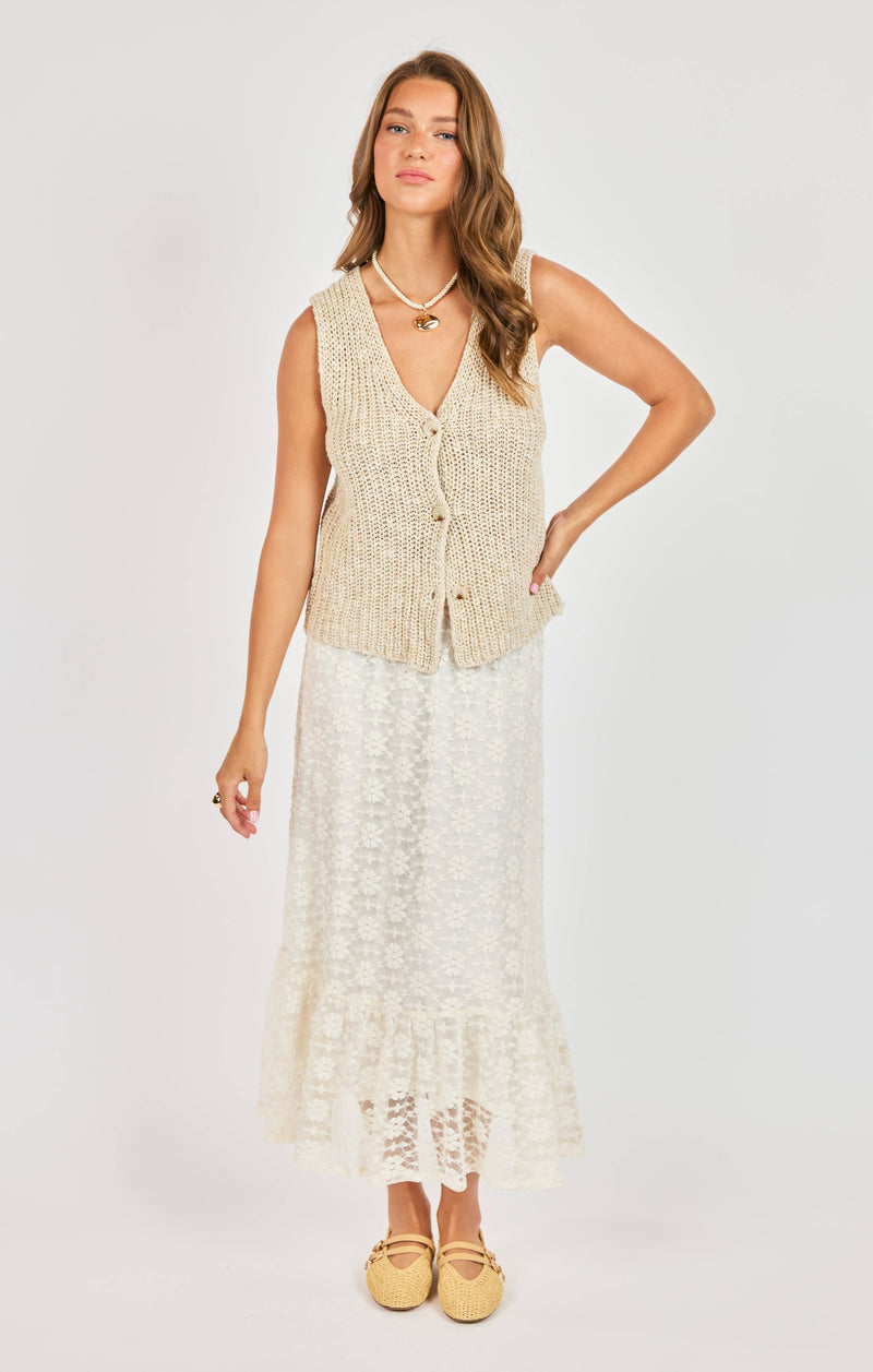 Ashtin Cardi Vest, Taupe Ivory | Sadie & Sage – North & Main