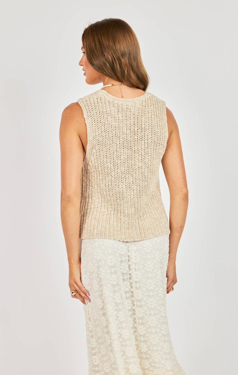 Ashtin Cardi Vest, Taupe Ivory | Sadie & Sage – North & Main