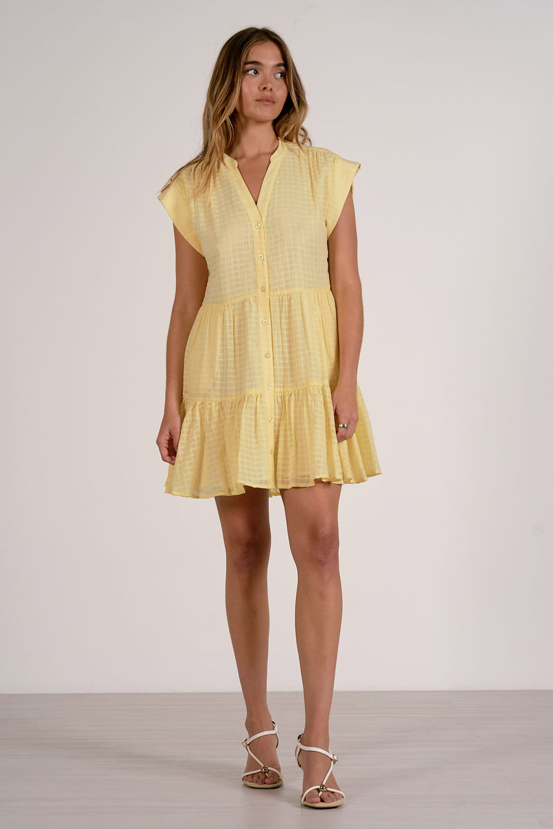Selma Tiered Mini Dress, Yellow